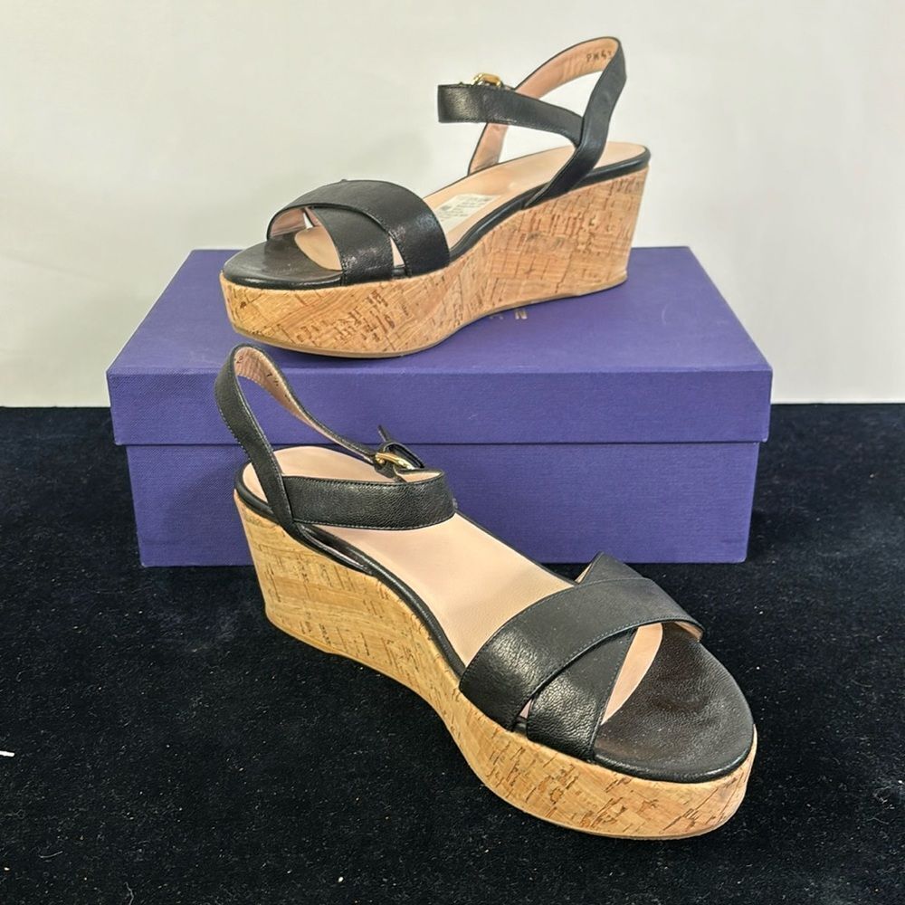 Nib Stuart Weitzman Black With Cork Platform Sand… - image 1
